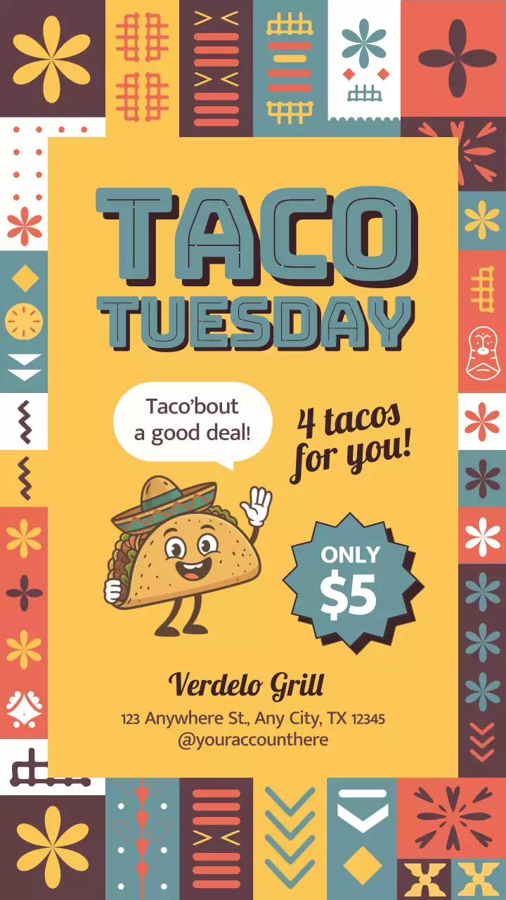 Yellow Retro Taco Advertisement Instagram Post