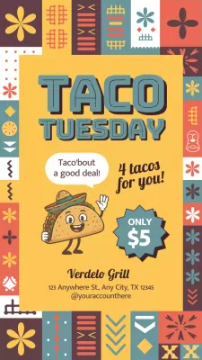 Yellow Retro Taco Advertisement Instagram Post