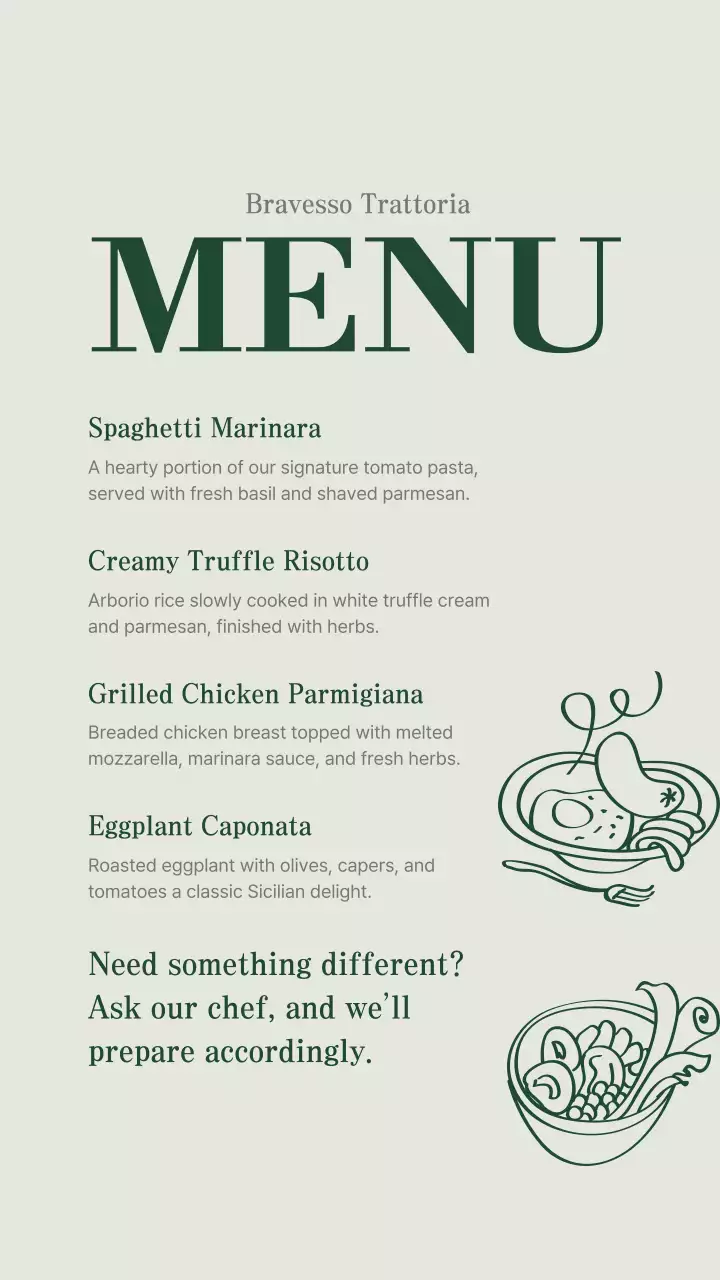 Green Elegant Menu Design Instagram Post