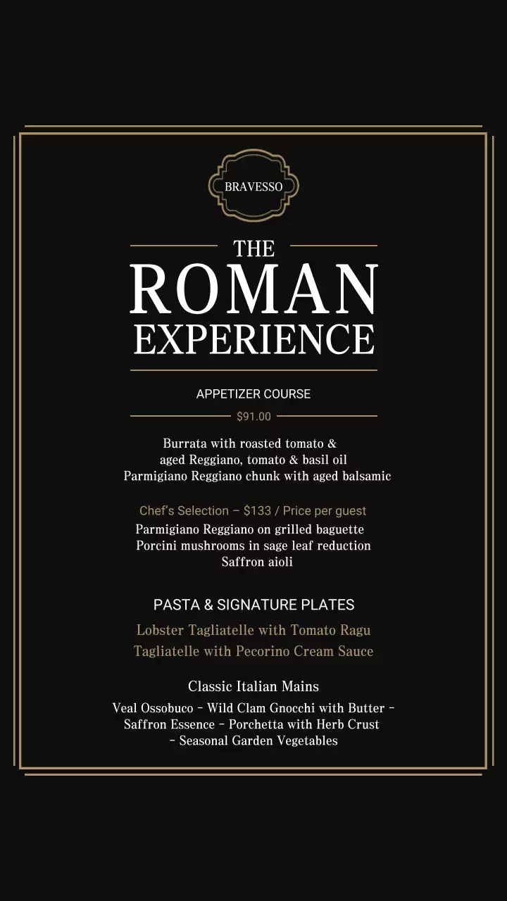 Black Classic Dining Menu Instagram Post