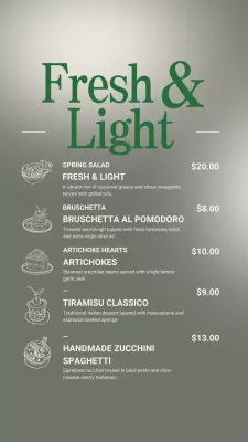 Green Minimalist Food Menu Instagram Post