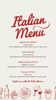 Red Elegant Italian Menu Instagram Post