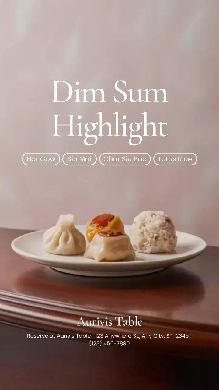 Beige Elegant Dim Sum Menu Instagram Story