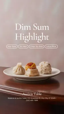Beige Elegant Dim Sum Menu Instagram Story