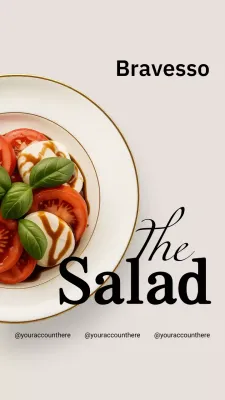 Publicação de salada minimalista bege no Instagram