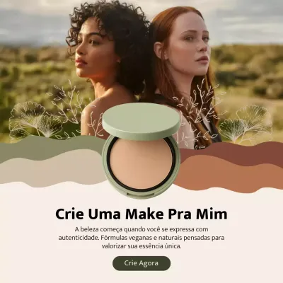 Postagem de promoção de maquiagem natural verde nas redes sociais