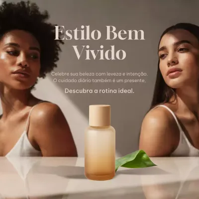 Publicação de anúncio de cuidados com a pele elegante bege em mídia social
