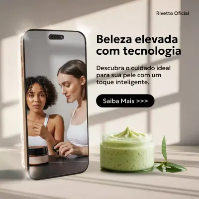 Publicação de mídia social sobre cuidados com a pele modernos bege