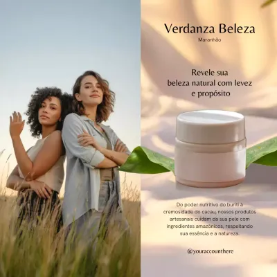 Postagem de promoção de beleza elegante bege nas redes sociais