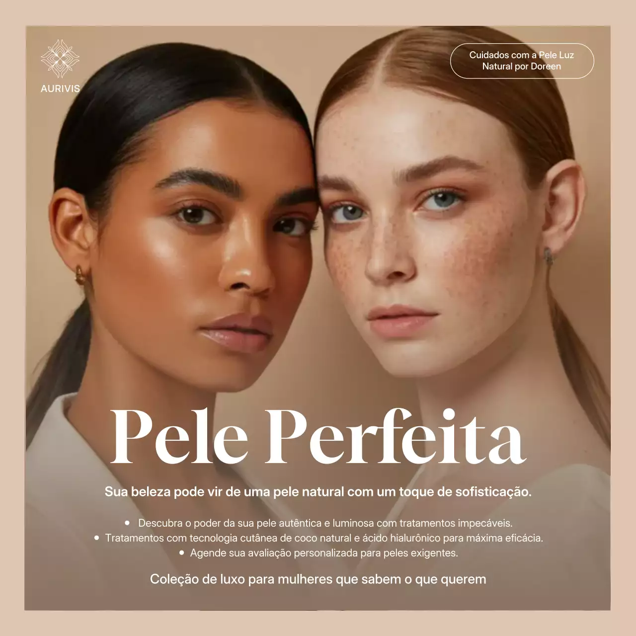 Postagem de promoção de cuidados com a pele elegante bege nas redes sociais