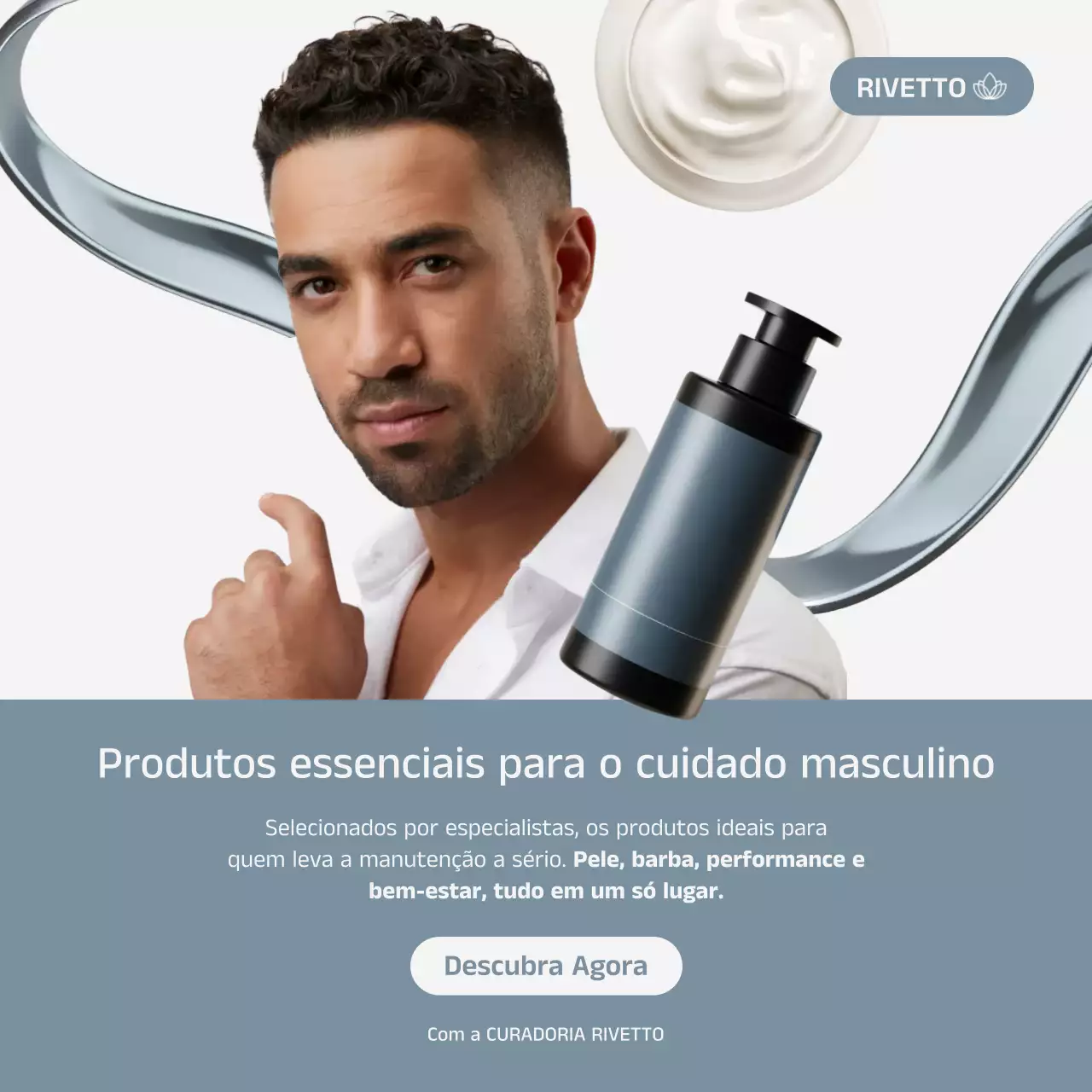 Postagem de mídia social para promoção de cuidados com a pele modernos em cinza