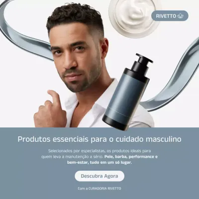 Postagem de mídia social para promoção de cuidados com a pele modernos em cinza