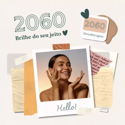 Publicação de anúncio de cuidados com a pele estética bege em mídia social