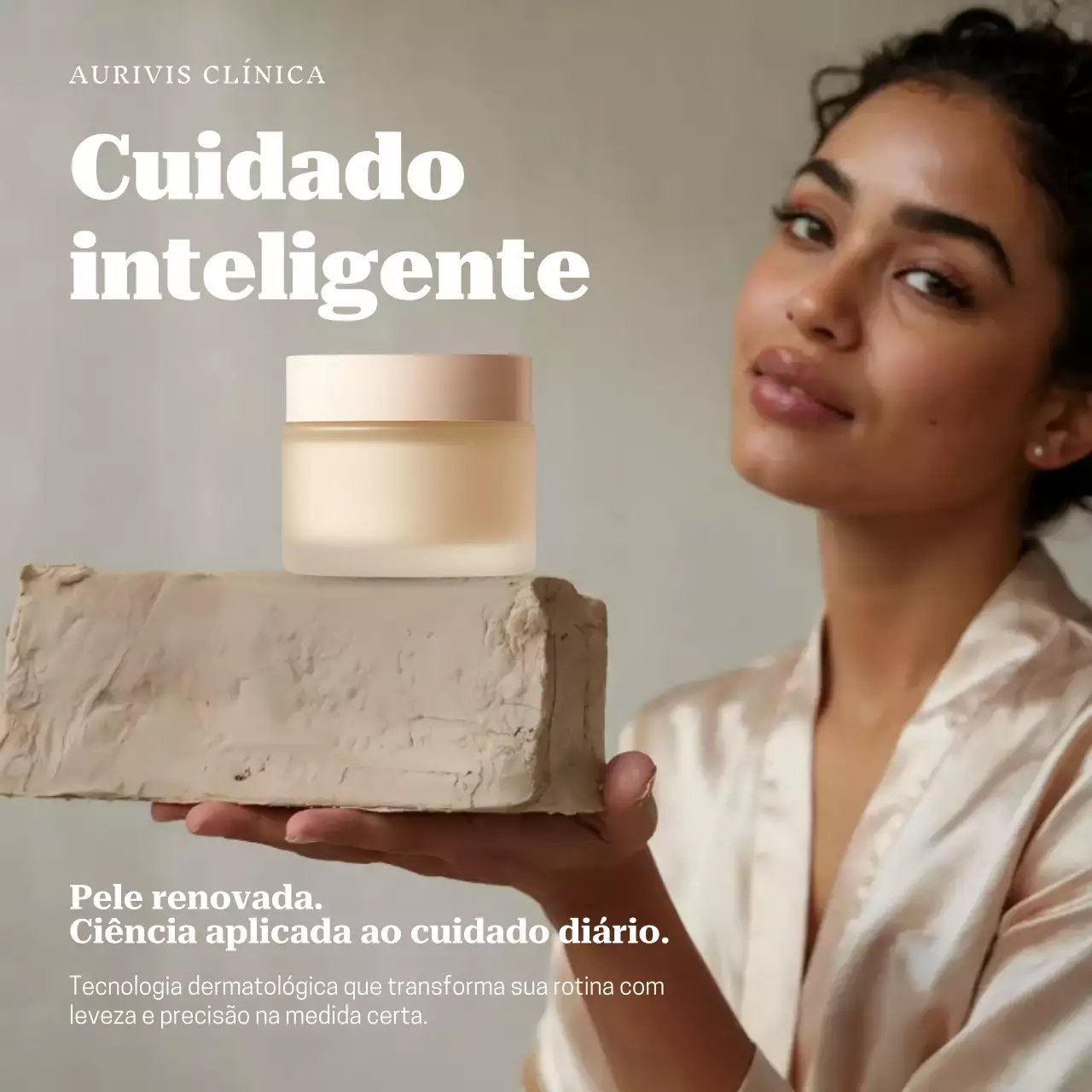 Anúncio de cuidados com a pele elegante bege