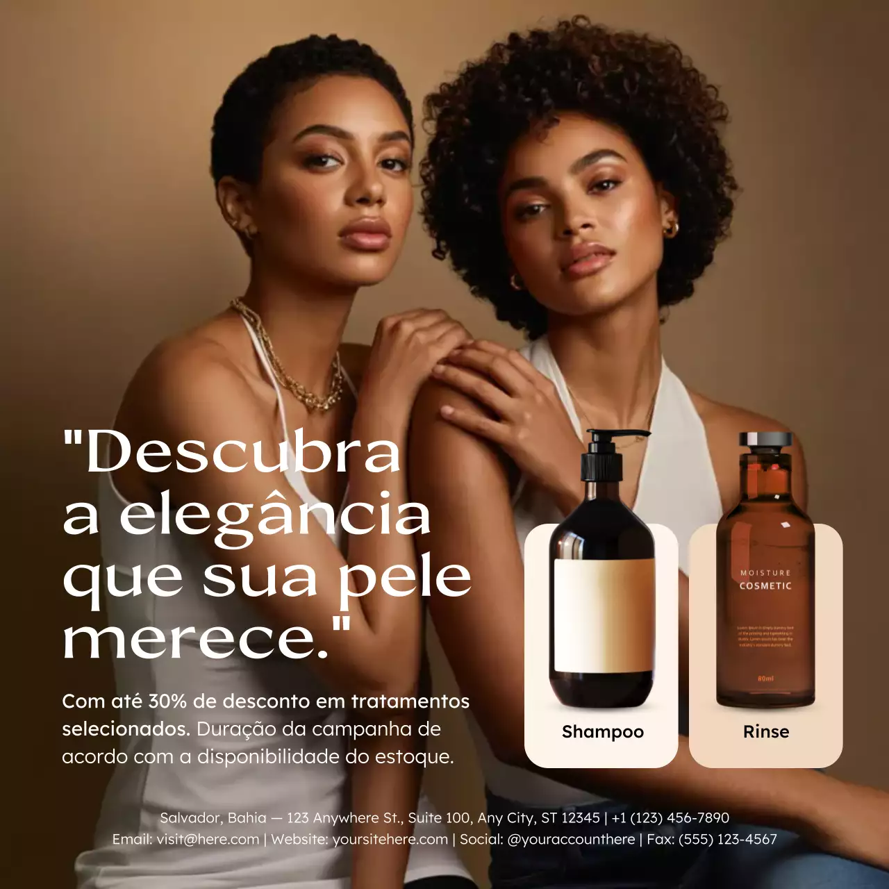 Publicação de anúncio de cuidados com a pele elegante bege em mídia social