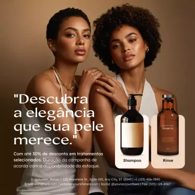 Publicação de anúncio de cuidados com a pele elegante bege em mídia social