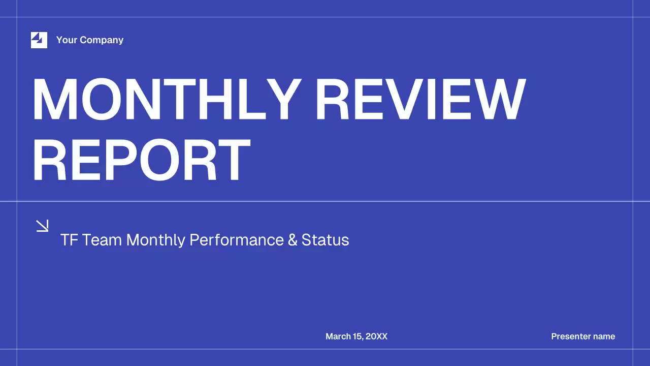 Blue Simple Monthly Review Report Presentation