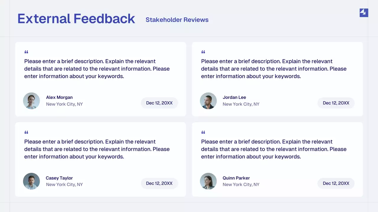 Blue Simple Monthly Review Report Presentation