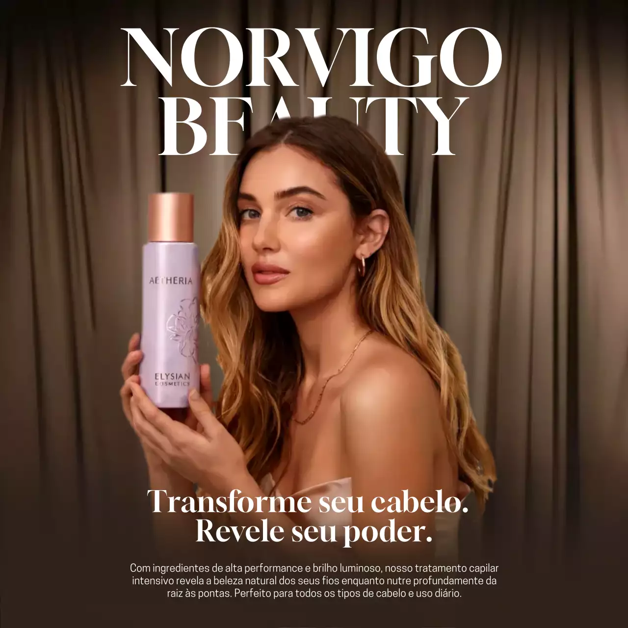 Anúncio de beleza elegante marrom