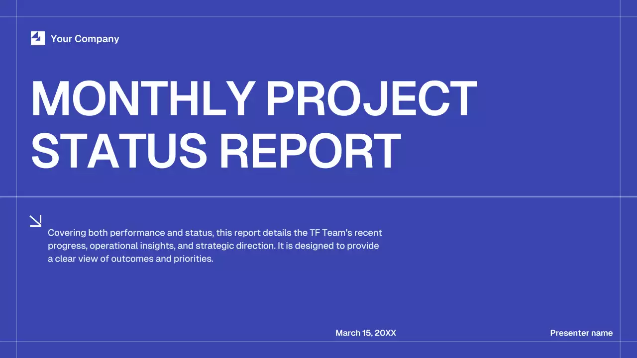 Blue Simple Monthly Review Report Presentation