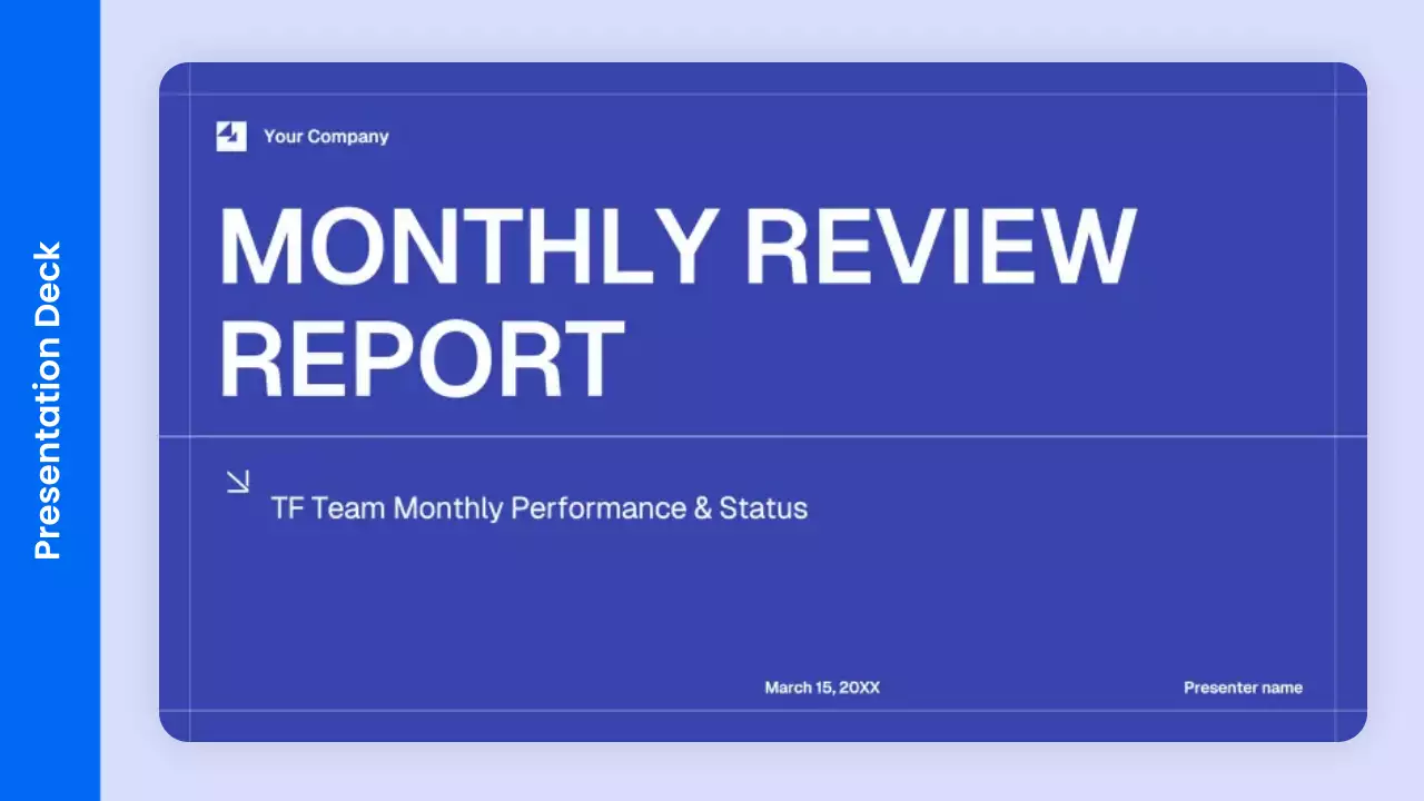 Blue Simple Monthly Review Report Presentation