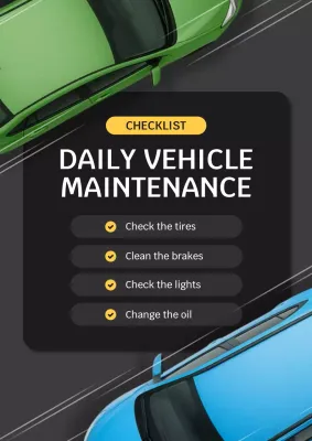 Black Modern Vehicle Checklist Poster