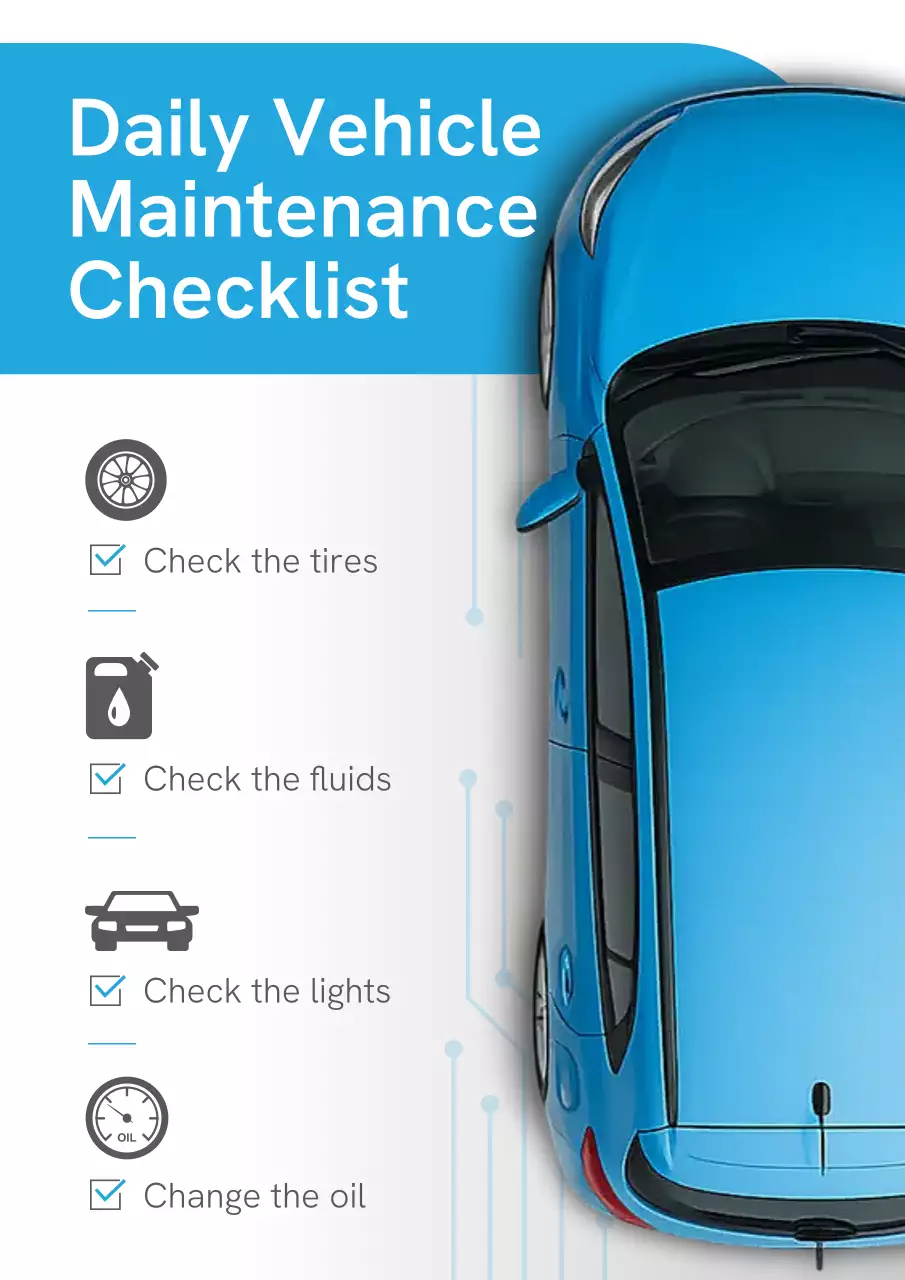 Blue Modern Vehicle Checklist Poster