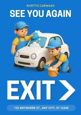 3D Car Wash Exit Sign Poster