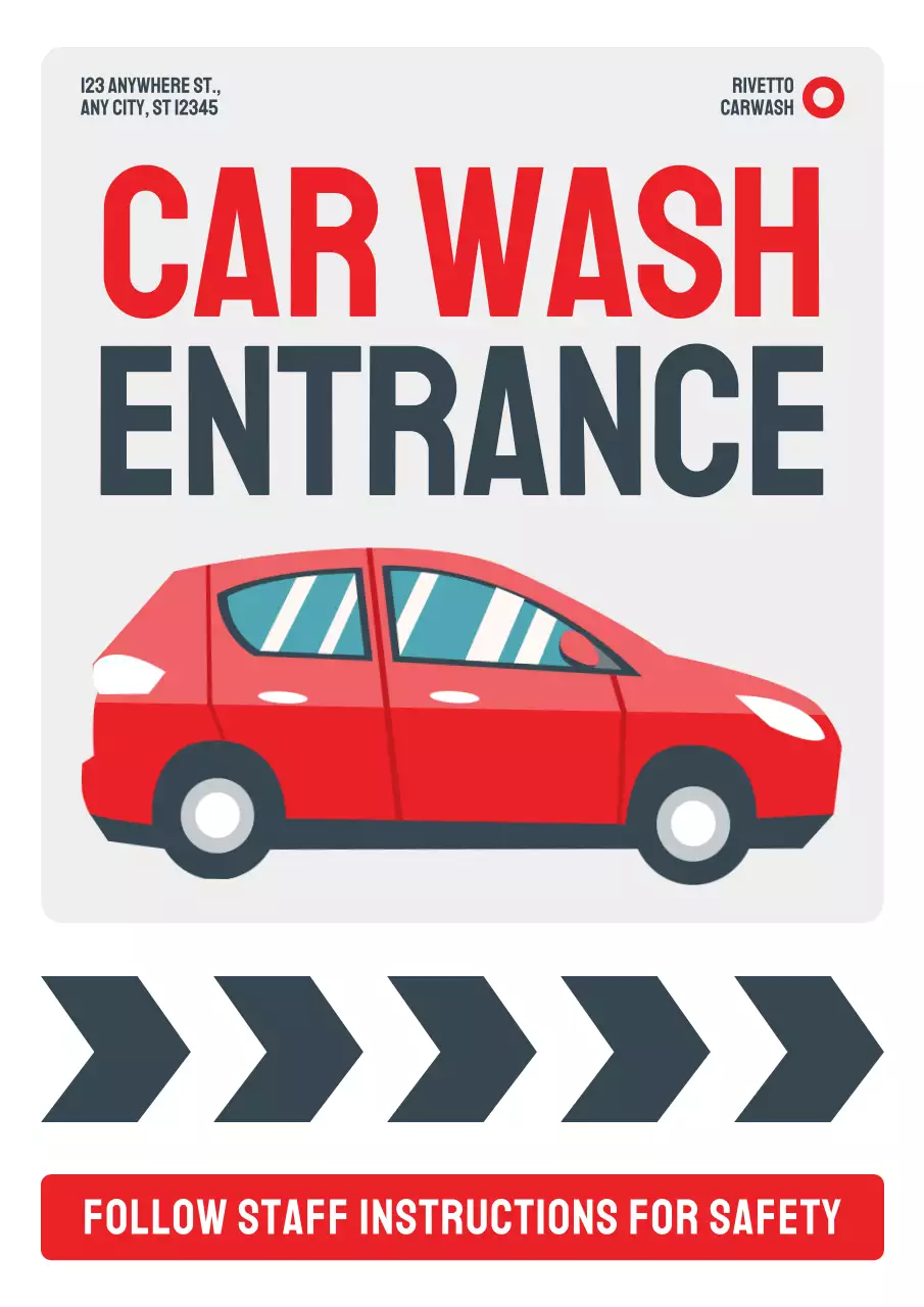 Bold and Simple Car Wash Entrance Poster