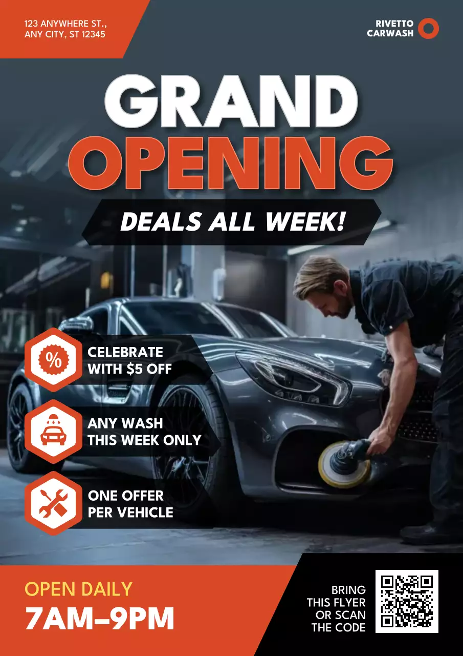 Dark and Bold Car Wash Grand Opening Poster