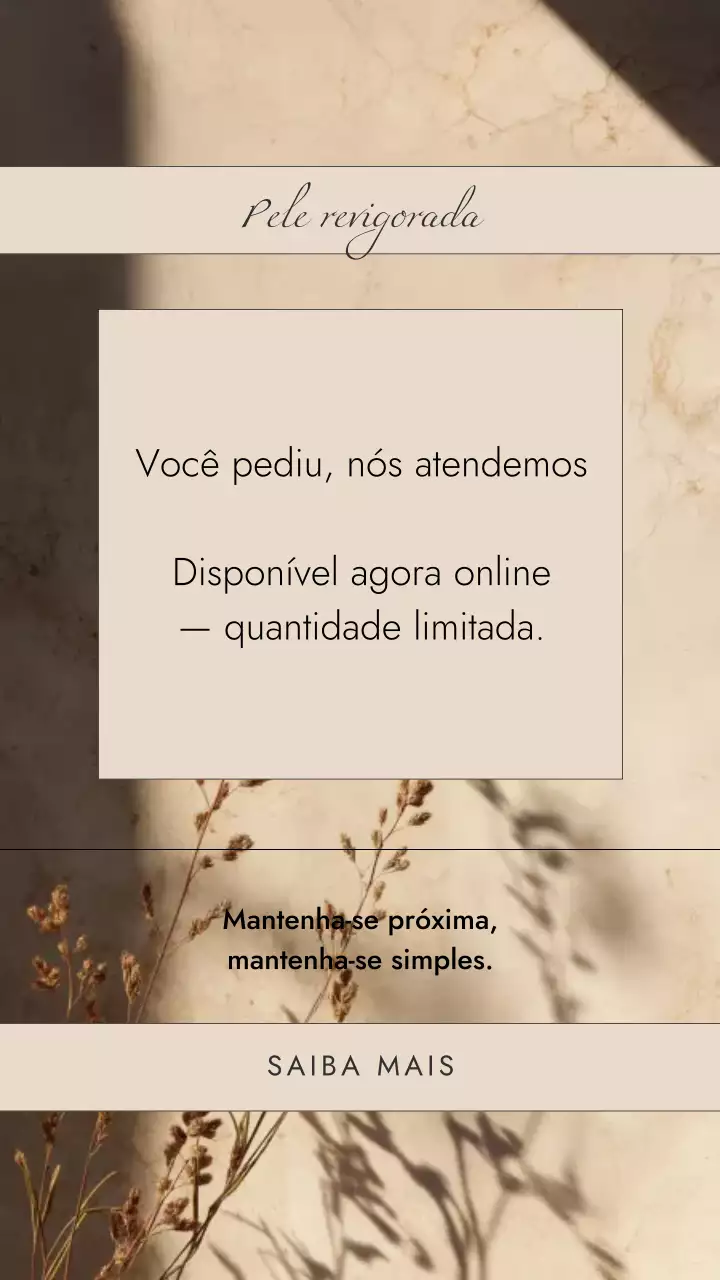 História do Instagram com design elegante de cuidados com a pele bege