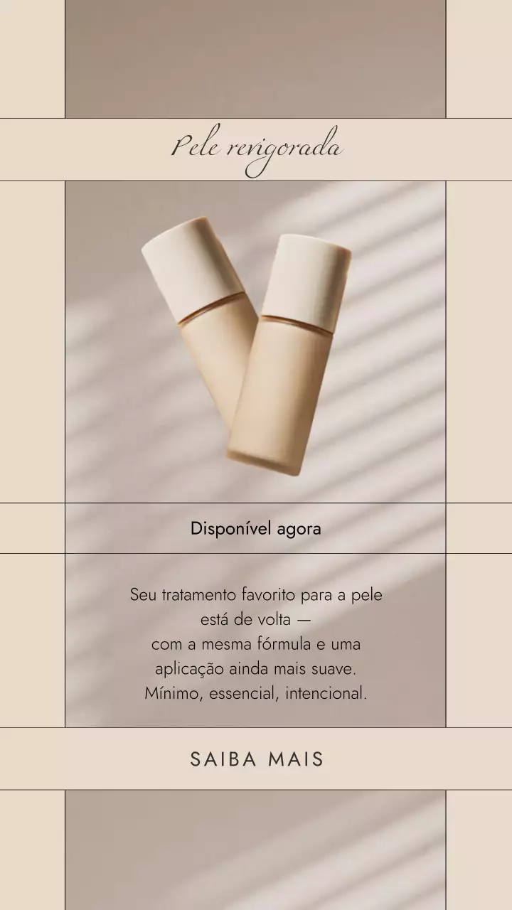 História do Instagram com design elegante de cuidados com a pele bege