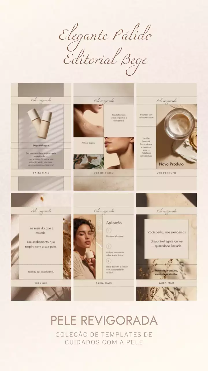 História do Instagram com design elegante de cuidados com a pele bege