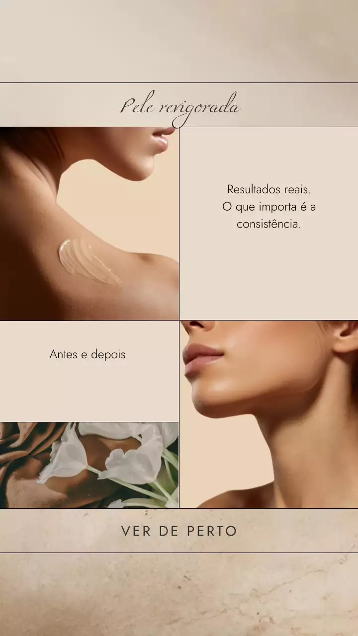 História do Instagram com design elegante de cuidados com a pele bege