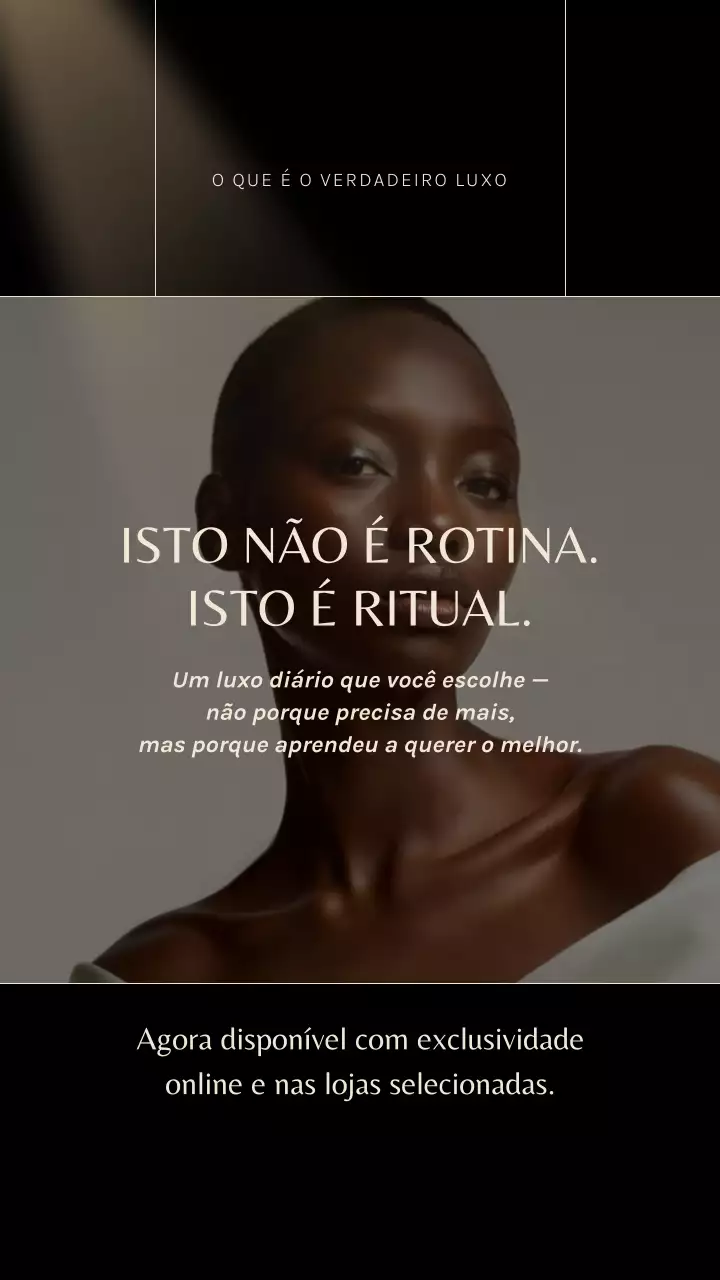 História do Instagram de anúncio de cuidados com a pele de luxo para negros
