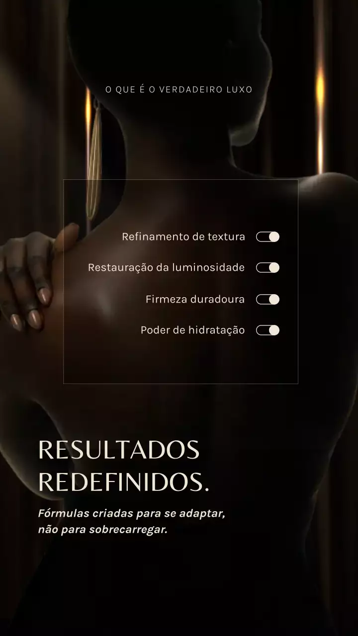 História do Instagram de anúncio de cuidados com a pele de luxo para negros