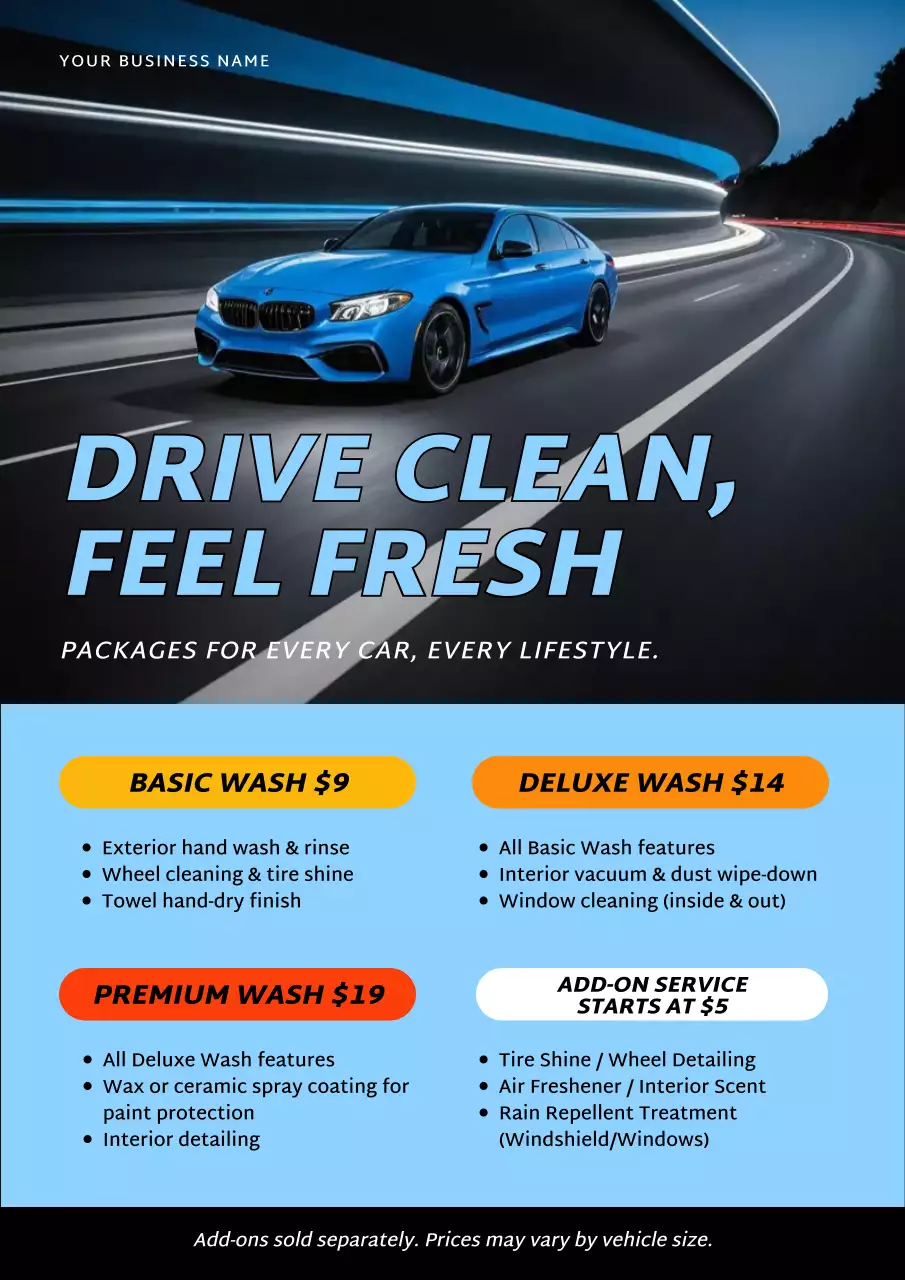 Blue Modern Car Wash Promotion Advertisement Poster