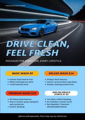 Blue Modern Car Wash Promotion Advertisement Poster