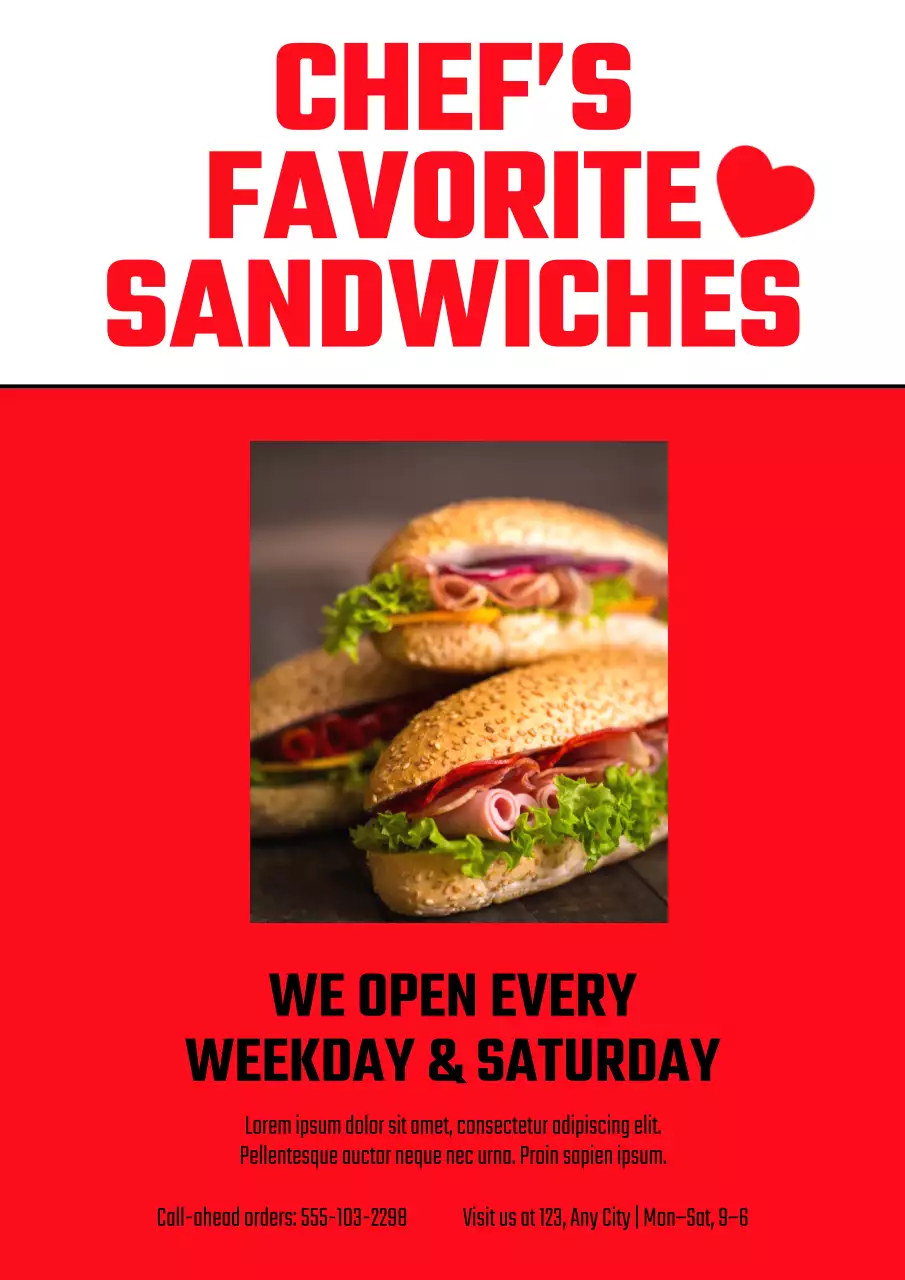 Red Bold Sandwich Promotion Web Poster