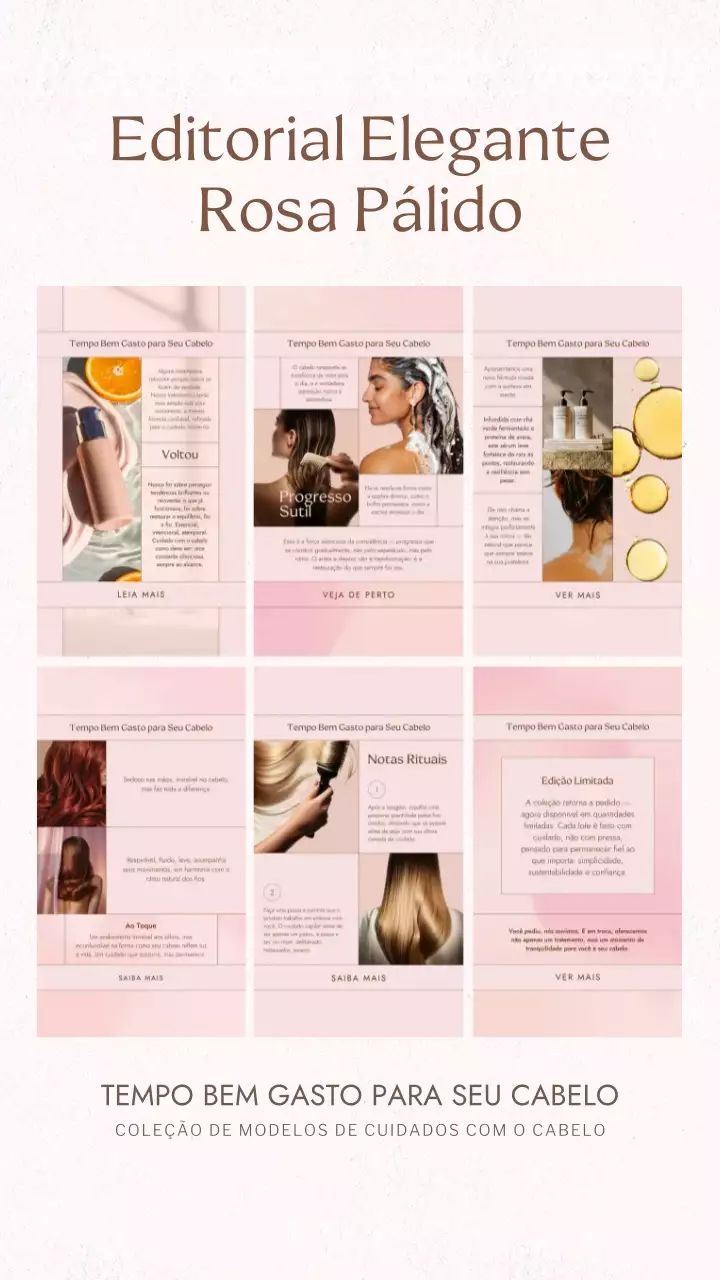 Publicação de história do Instagram sobre produtos para cabelos elegantes e rosa