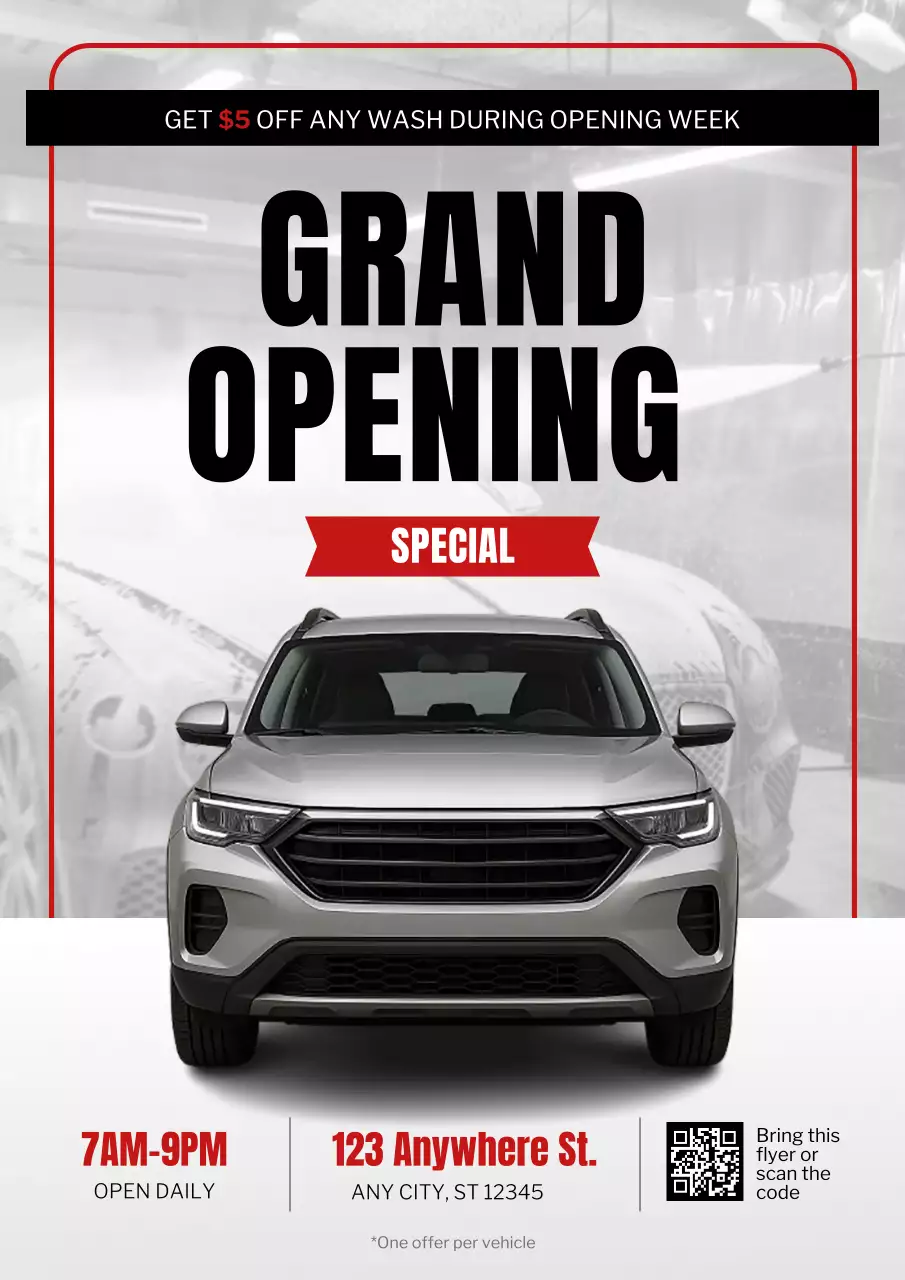 Red Modern Car Wash Promotion