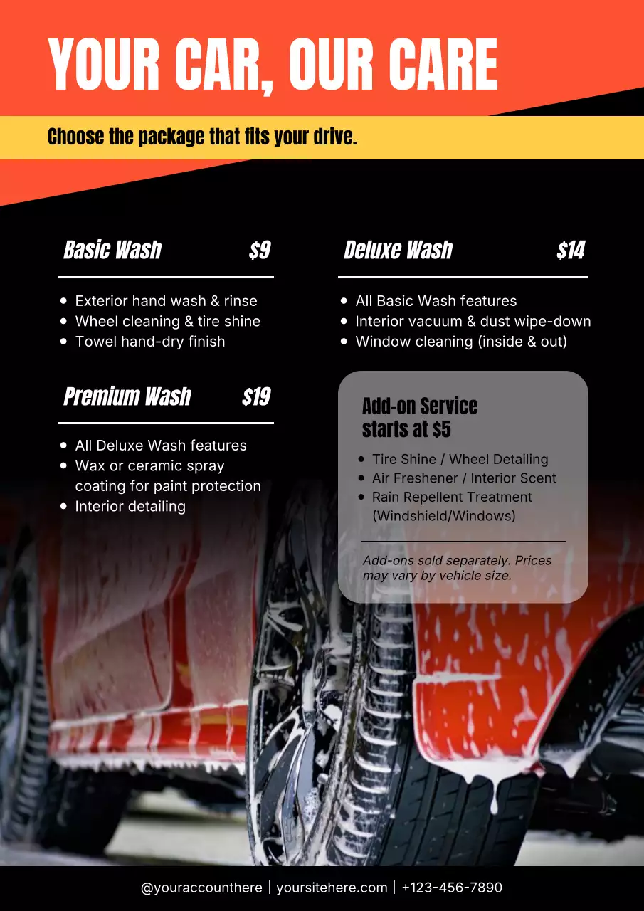 Red Modern Car Wash Advertisement Poster