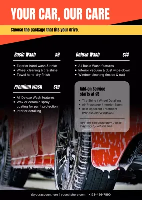 Red Modern Car Wash Advertisement Poster