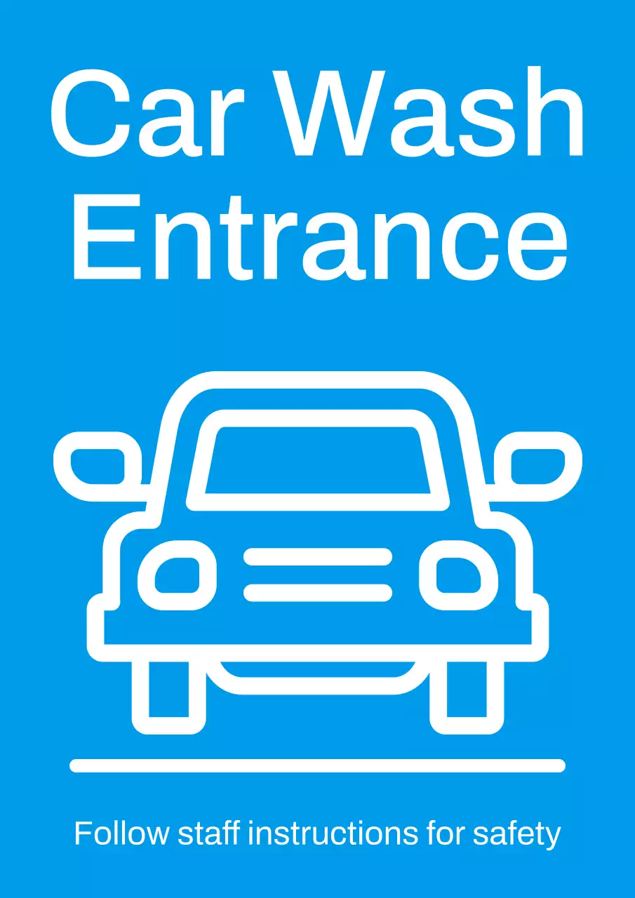 Blue Flat Simple Car Wash Notice Poster