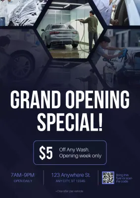 Navy Modern Car Wash Promotion Poster