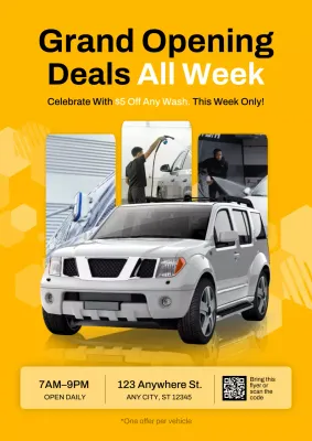 Yellow Modern Car Wash Promotion Poster