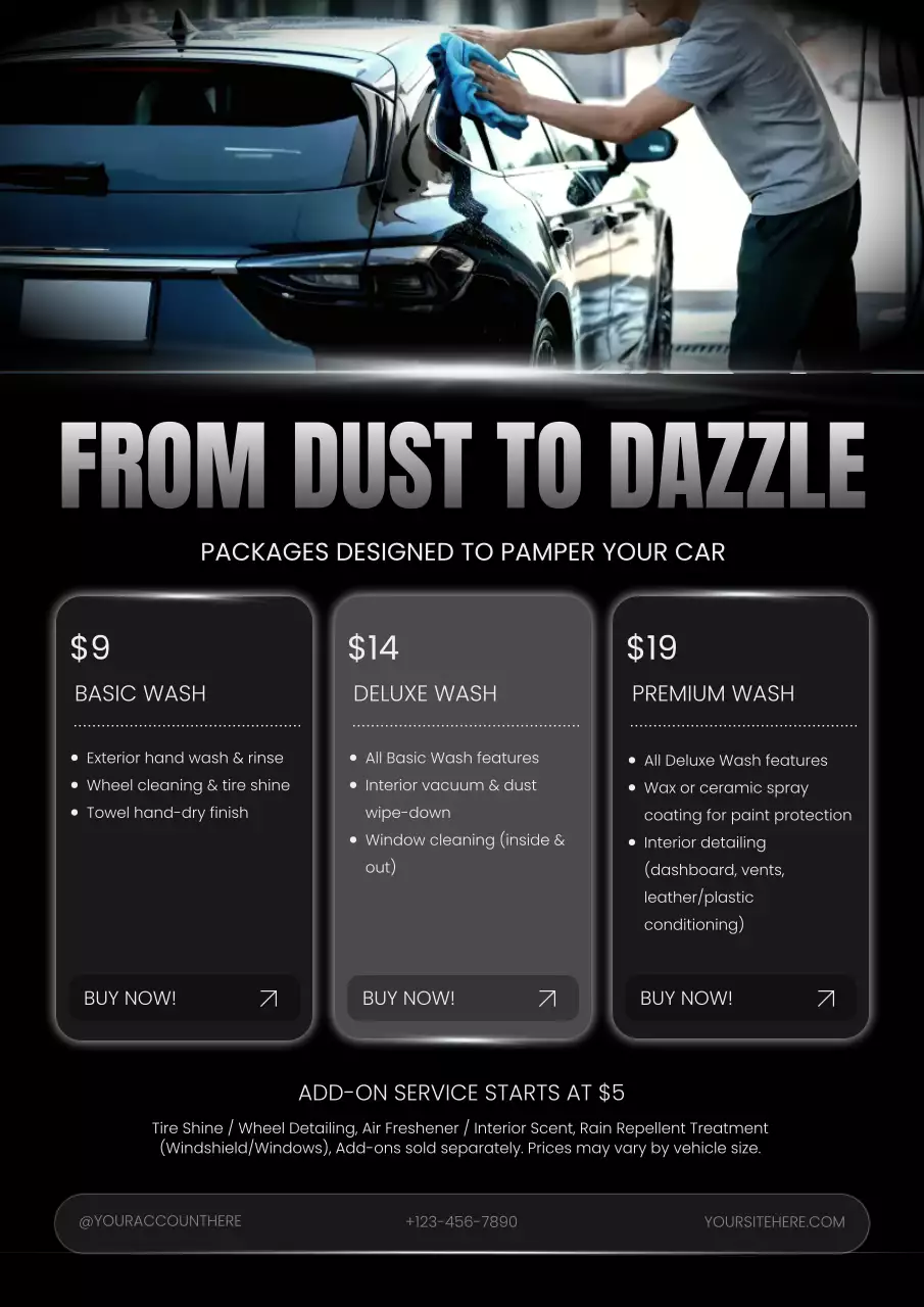 Black Modern Car Wash Promotion Poster