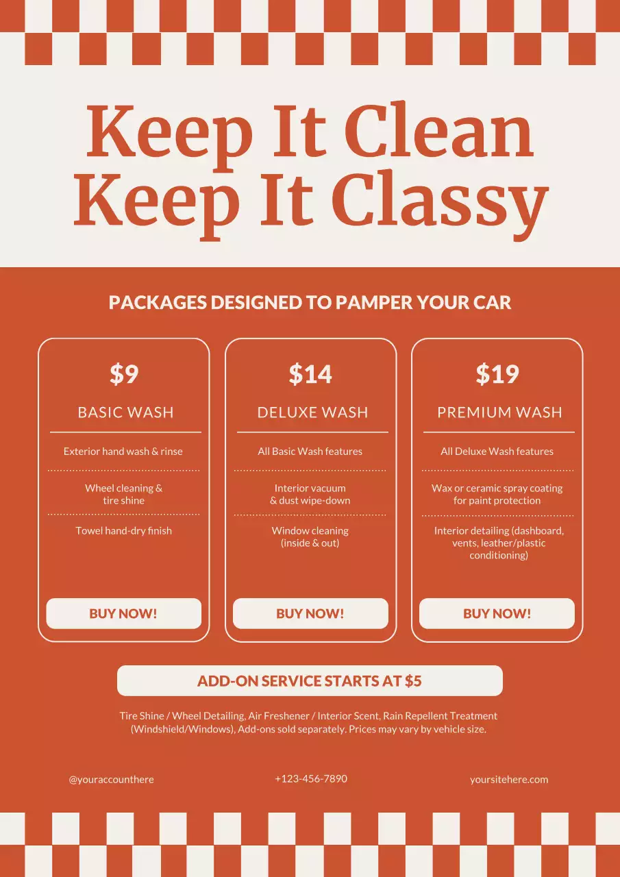 Orange Retro Car Wash Promotion Poster