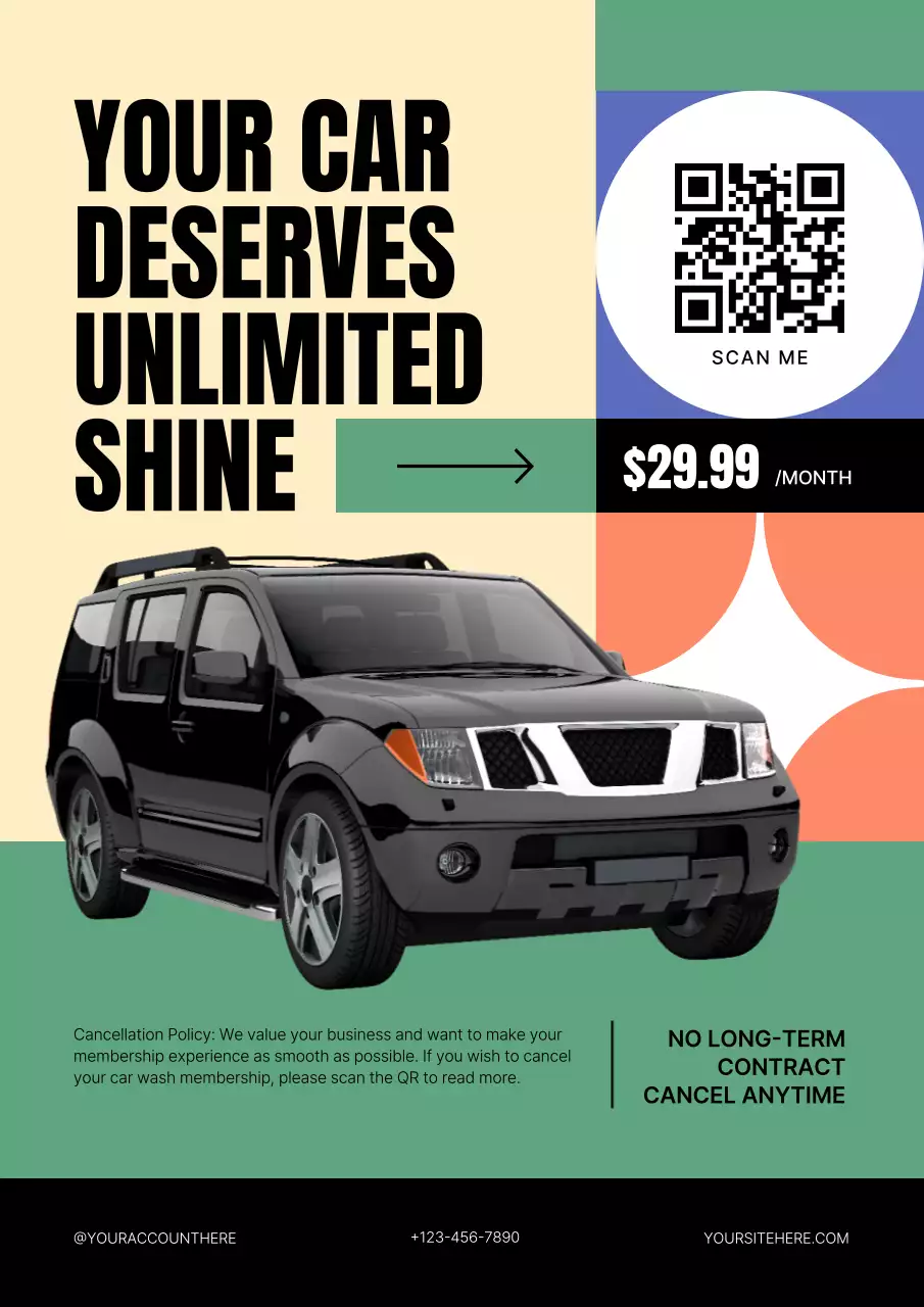 Purple Modern Car Wash Promotion Poster