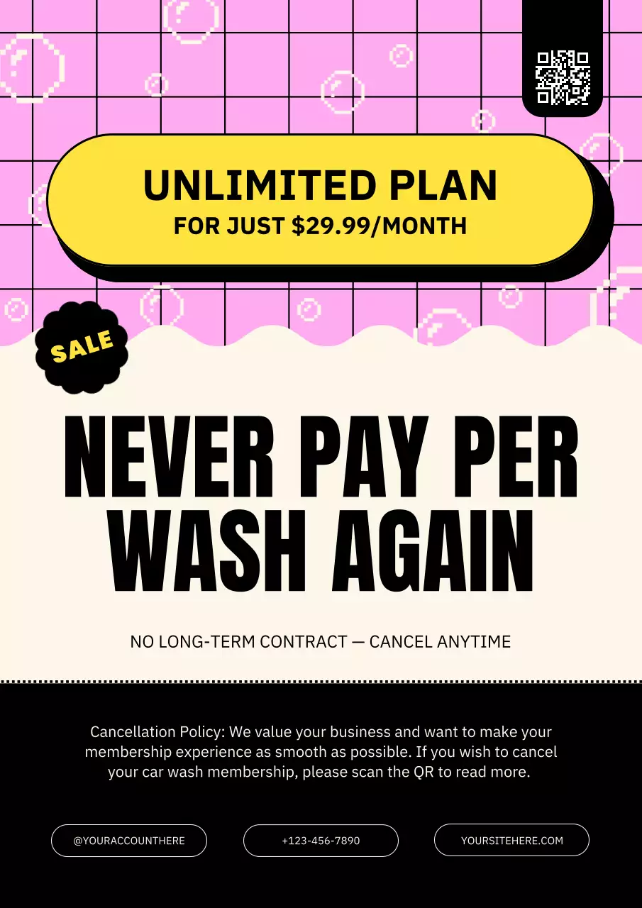 Pink Retro Car Wash Promotion Poster